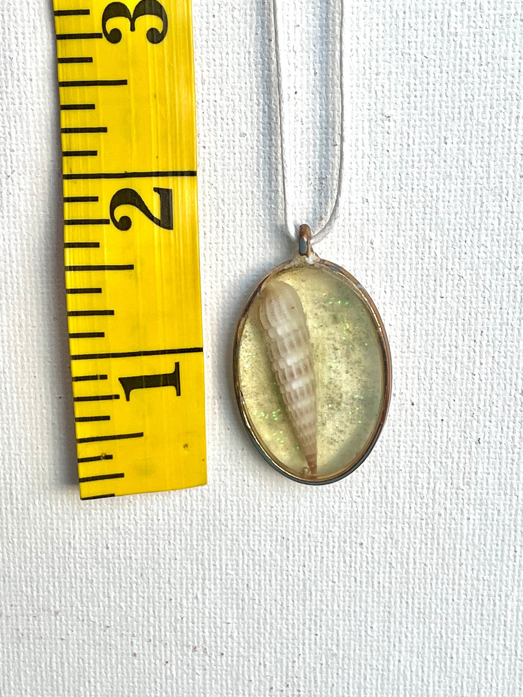 Sea Shimmer | Auger Shell Resin Pendant | Oval Coastal Necklace