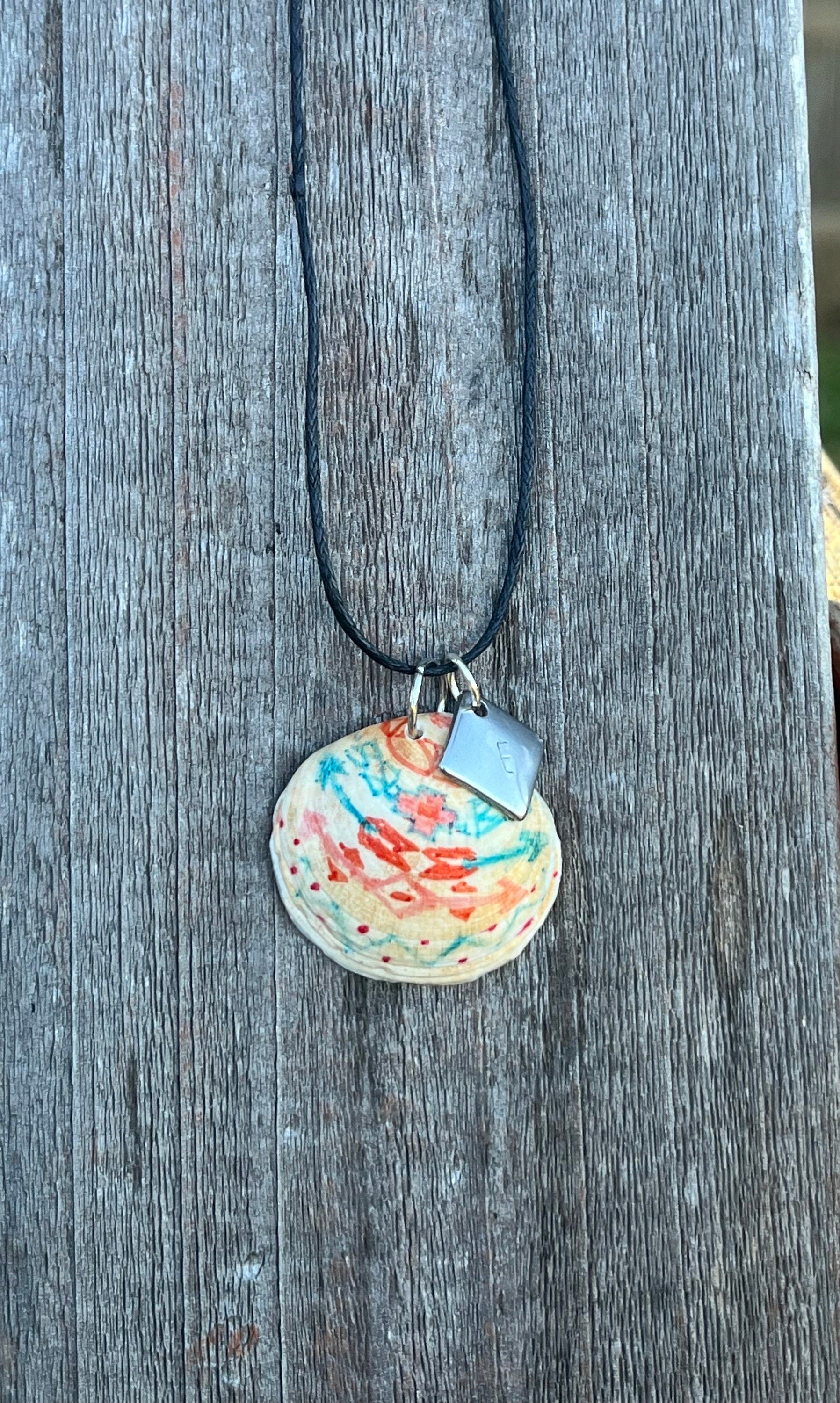 Decorated Shell Necklace| Multi-Colored Seashell Pendant