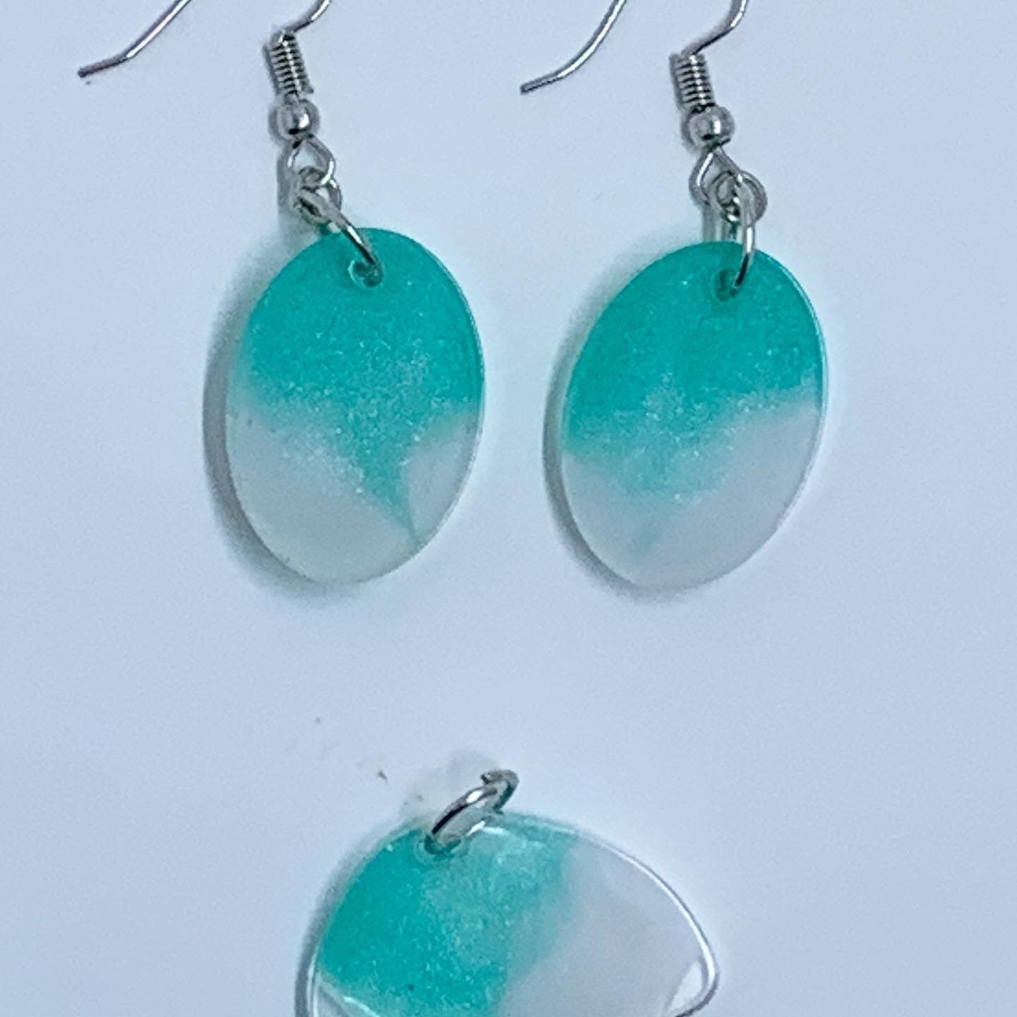 Paint in Resin Necklace and Earrings, Resin Matching Jewelry Set