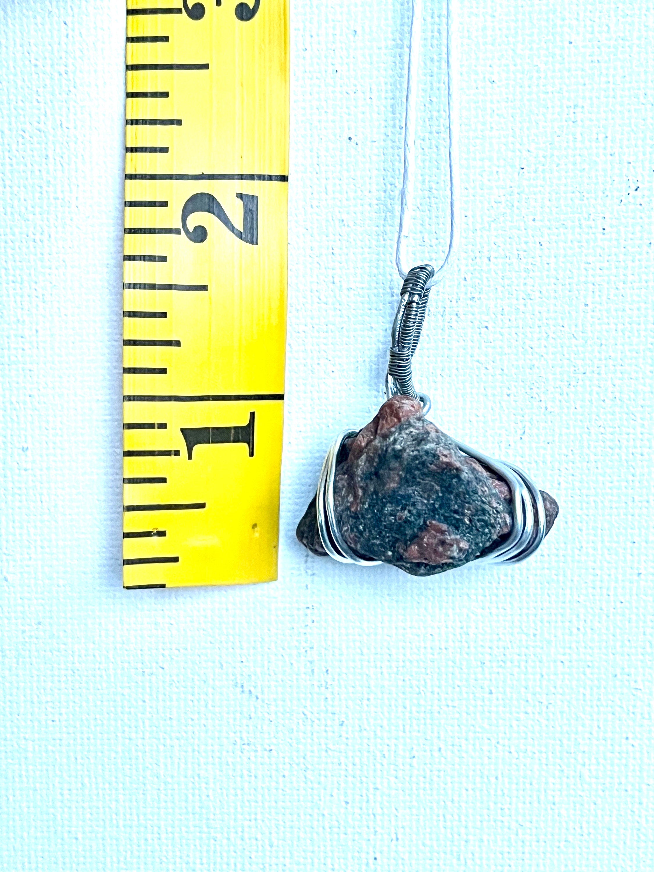 Wire Wrapped Unakite Stone Pendant,  Red and Black Stone in Wire, Nature Inspired Jewelry, Silver Wire Wrapped Unakite Stone