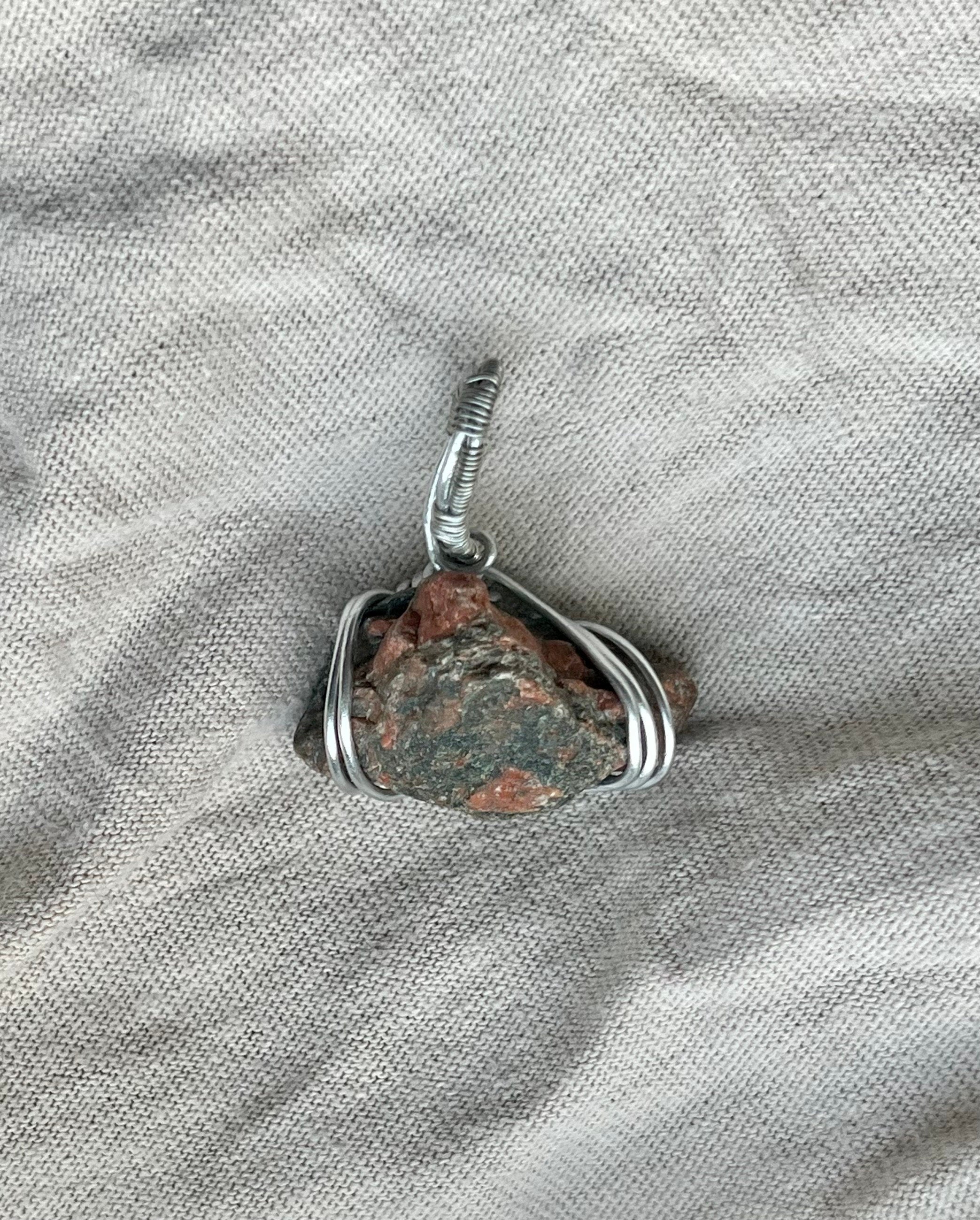 Wire Wrapped Stone Pendant | Raw Unakite Necklace | Hand Collected Natural Jewelry