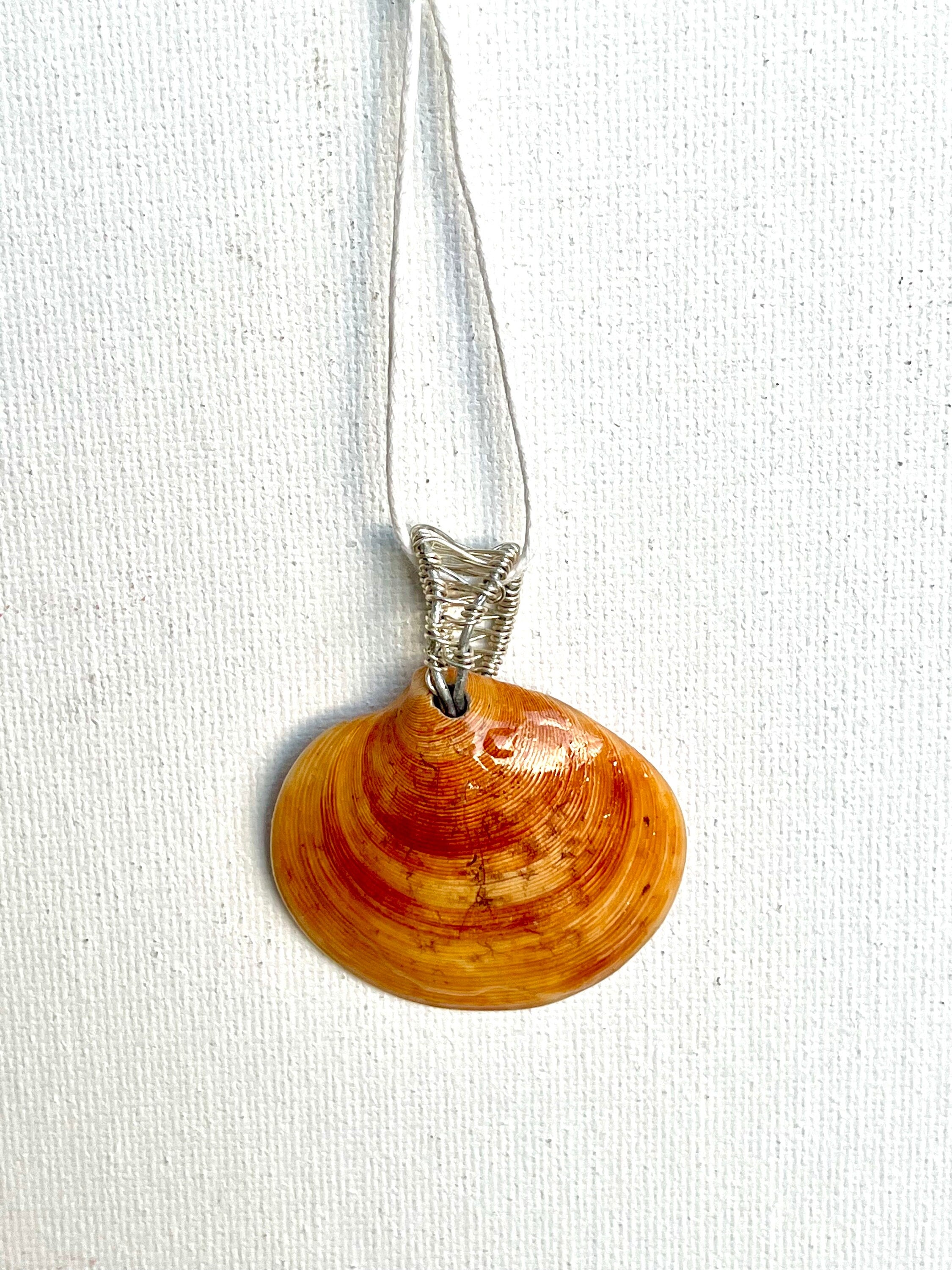 Orange Shell Pendant Necklace | Reversible Coastal Jewelry