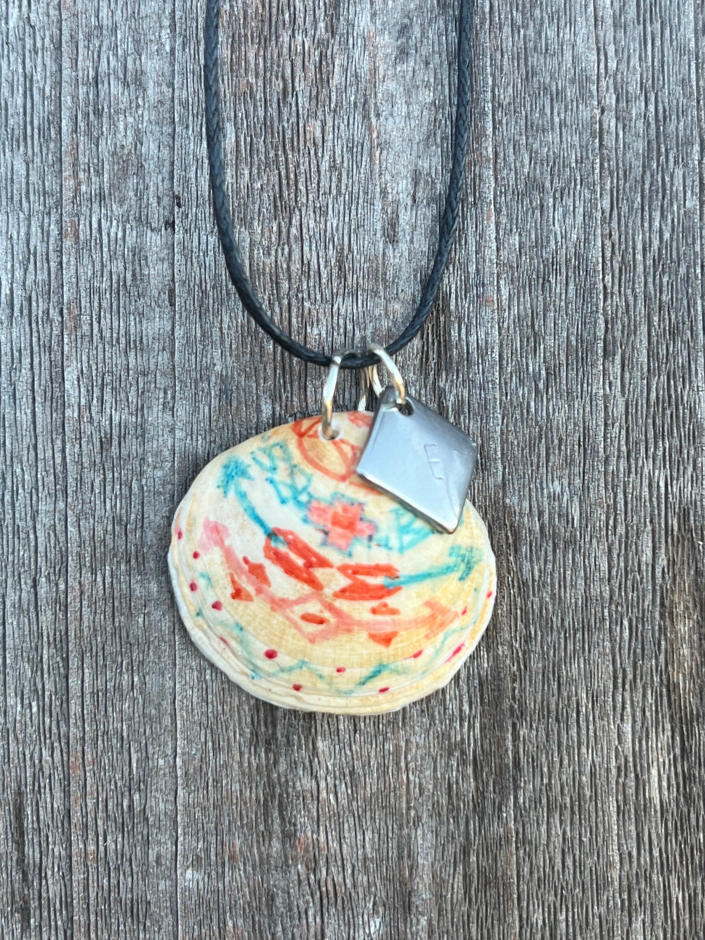 Decorated Shell Necklace| Multi-Colored Seashell Pendant