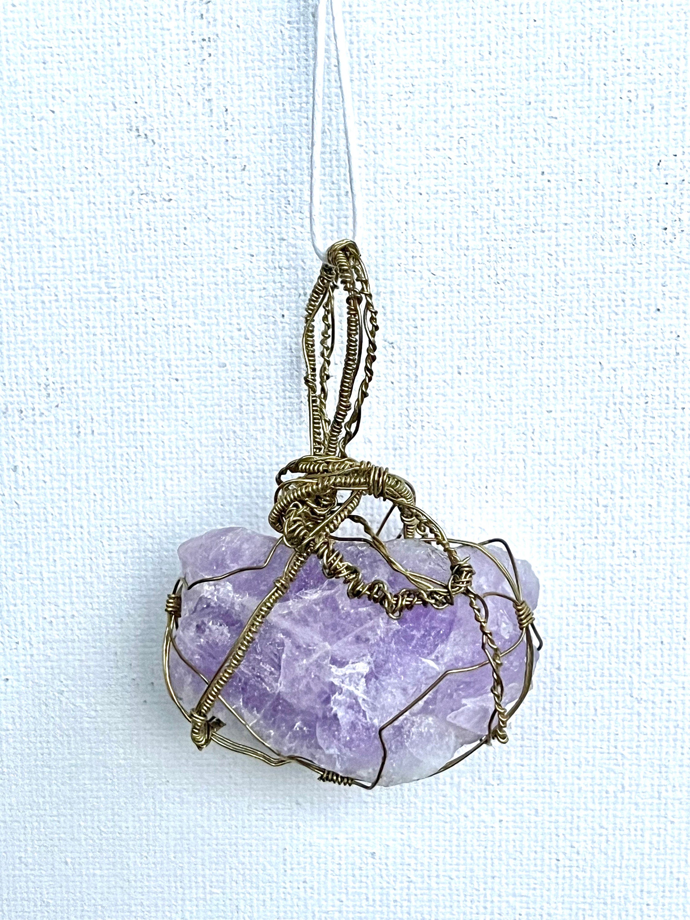 Raw Amethyst Wire Wrapped Pendant | Reversible Crystal Necklace