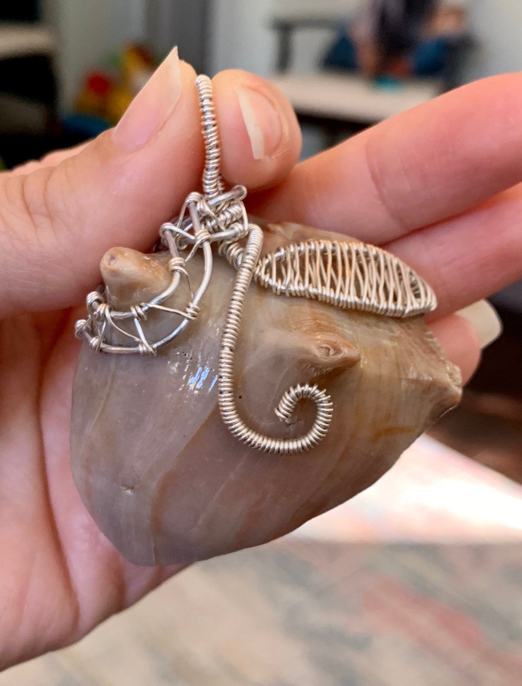 Wire Wrapped Shell Fragment Pendants, Ocean Inspired Jewelry, Gift for Beach Lover, Statement Necklace, Authentic Shells