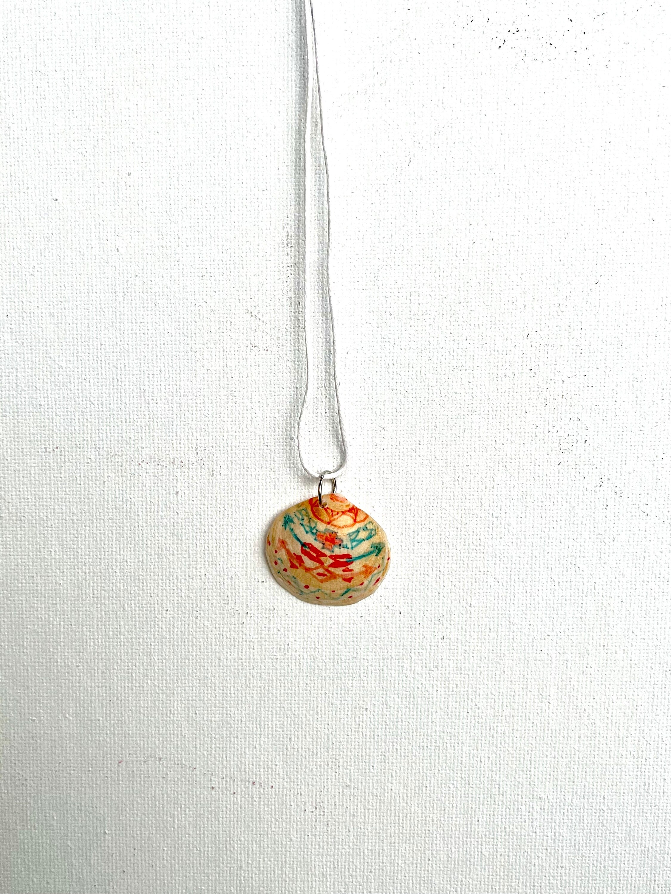 Decorated Shell Necklace| Multi-Colored Seashell Pendant