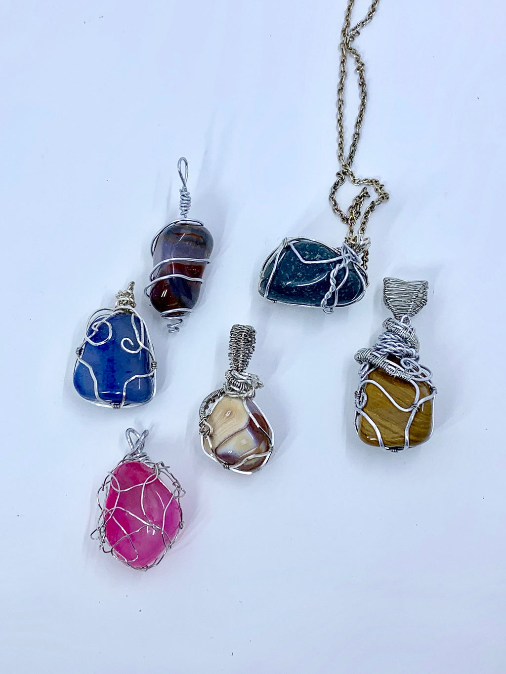 Stone Necklace | Yellow Jasper Wire Wrapped Pendant