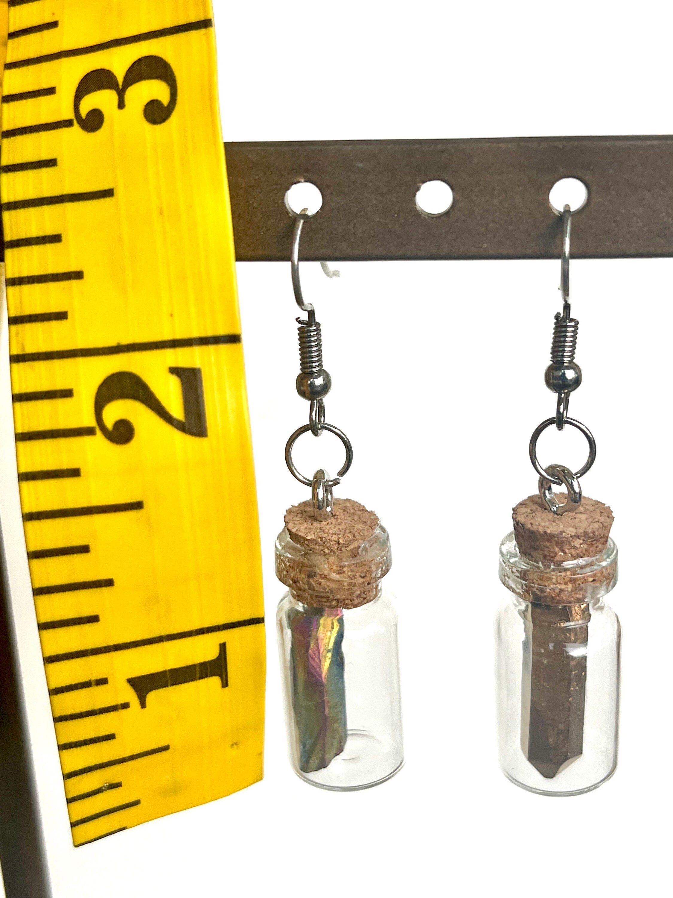 Rainbow Quartz Matching Set of Small Glass Bottle Jewelry