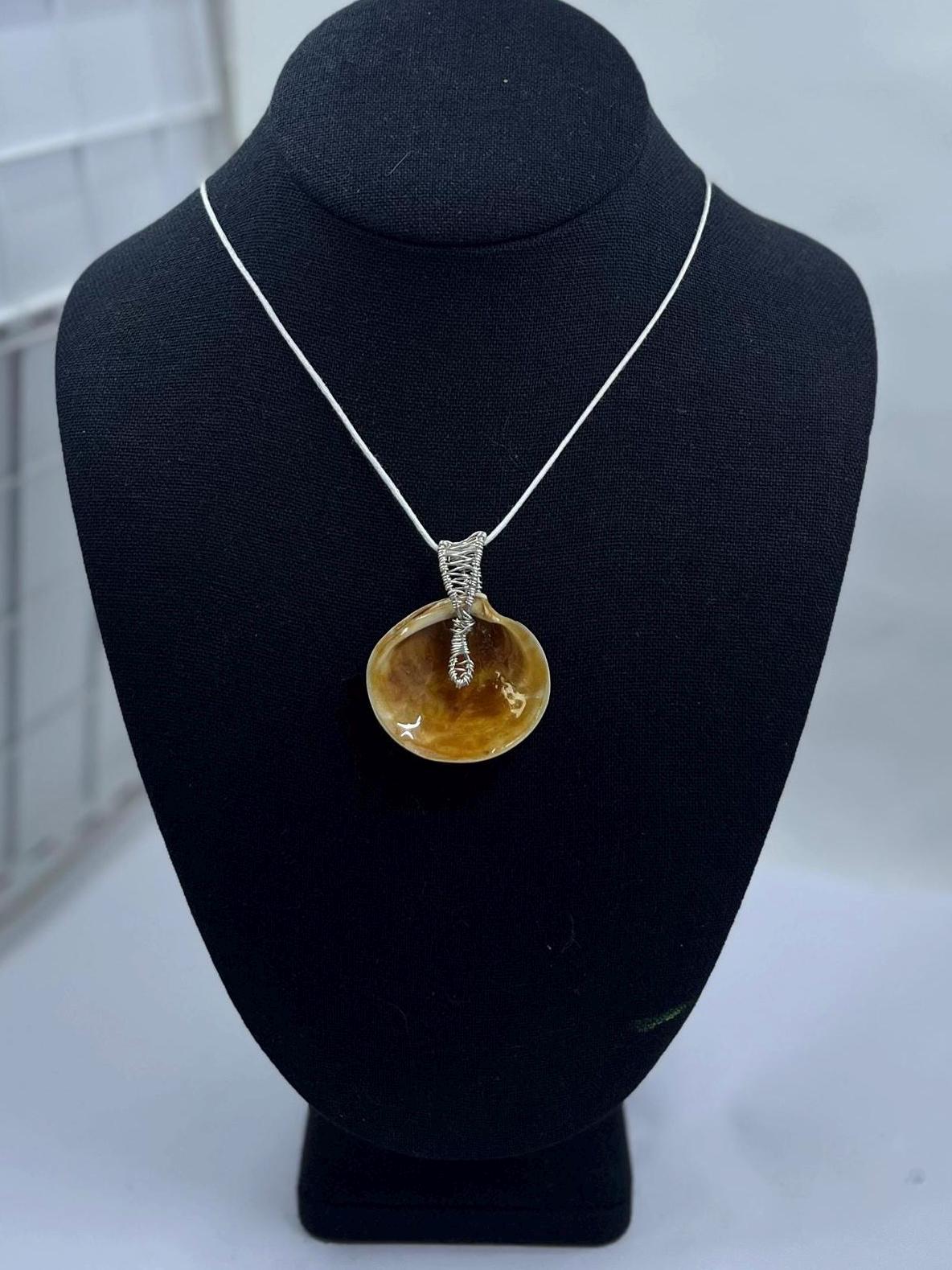 Orange Shell Pendant Necklace | Reversible Coastal Jewelry