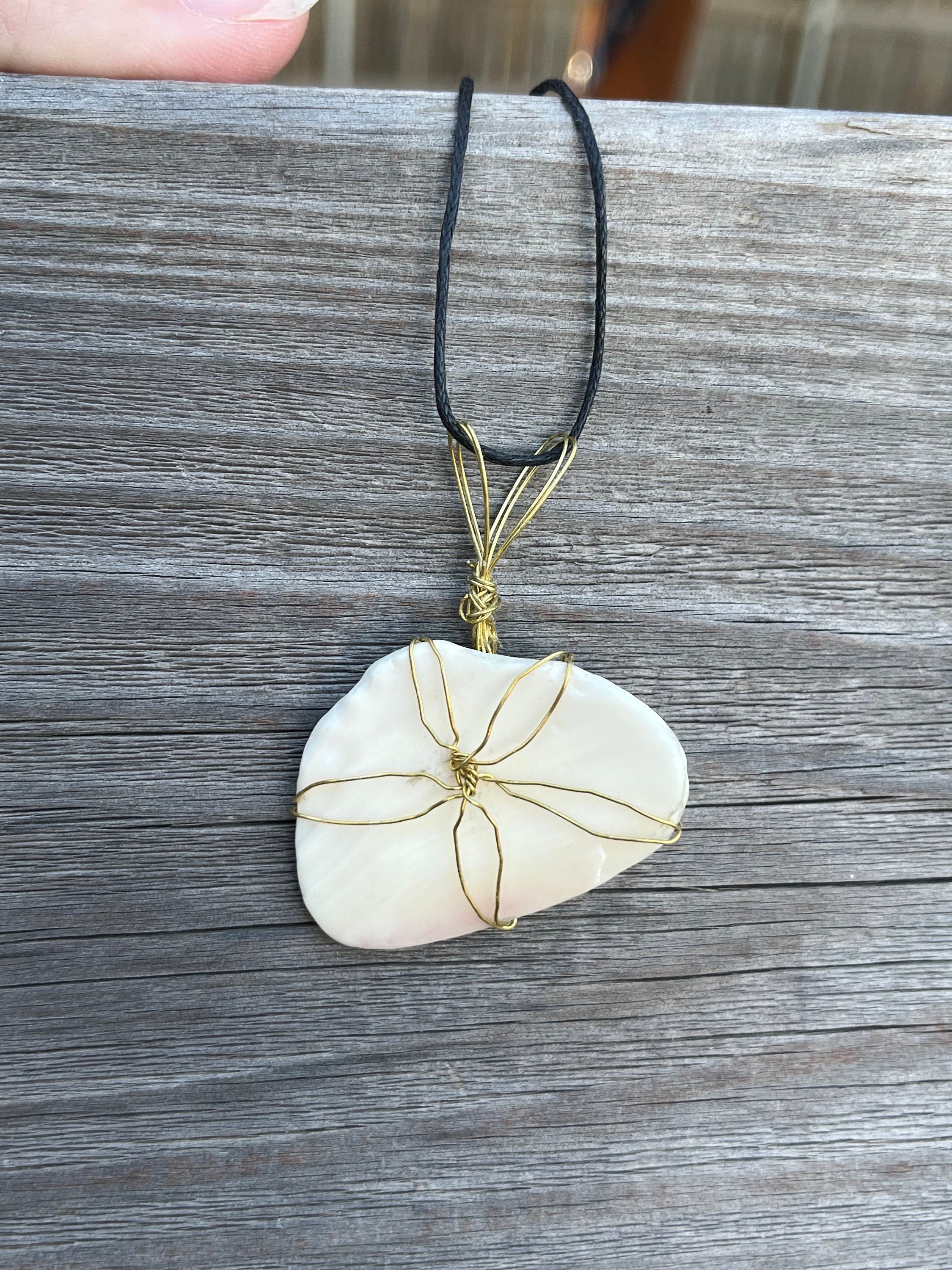 Shell Fragment Necklace, Wire Wrapped Seashell Pendant Necklaces, Genuine Seashell Jewelry, Ocean Inspired Pendants