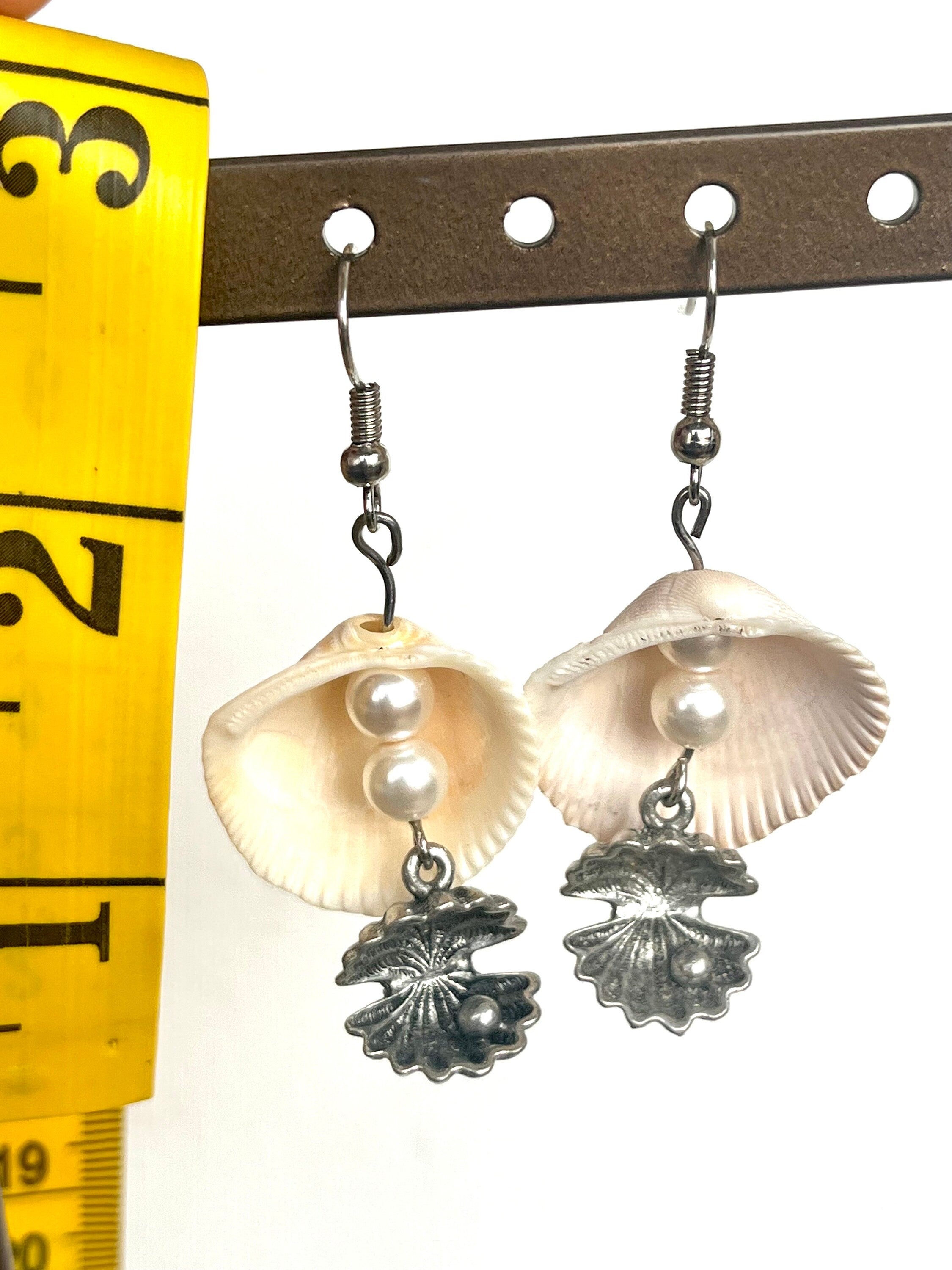 Shell & Pearl Earrings | Clam Shell Drops