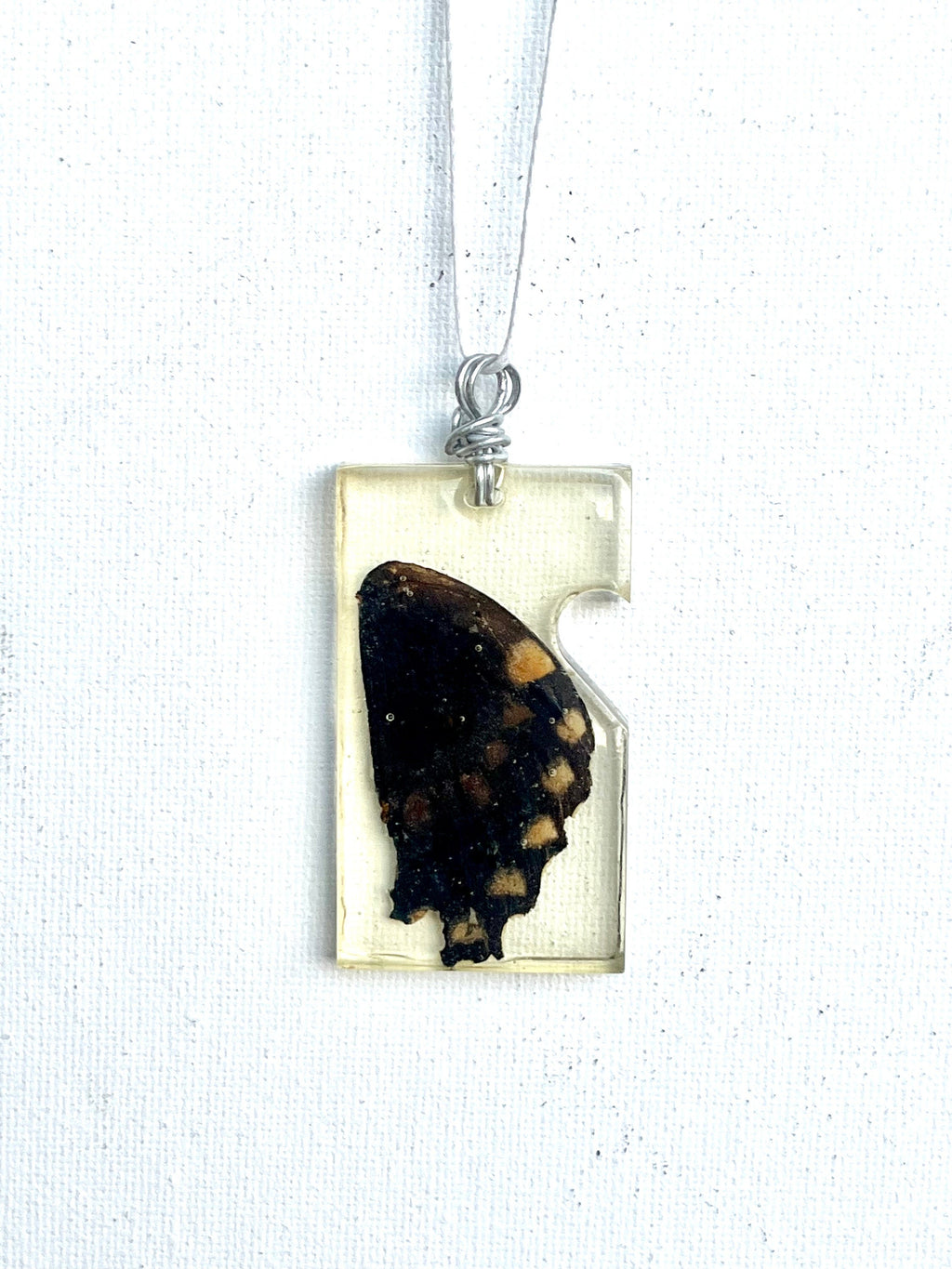 Butterfly Wing in Resin Necklace, Wing in Resin Pendant