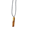 Amber pendant necklace on a white background