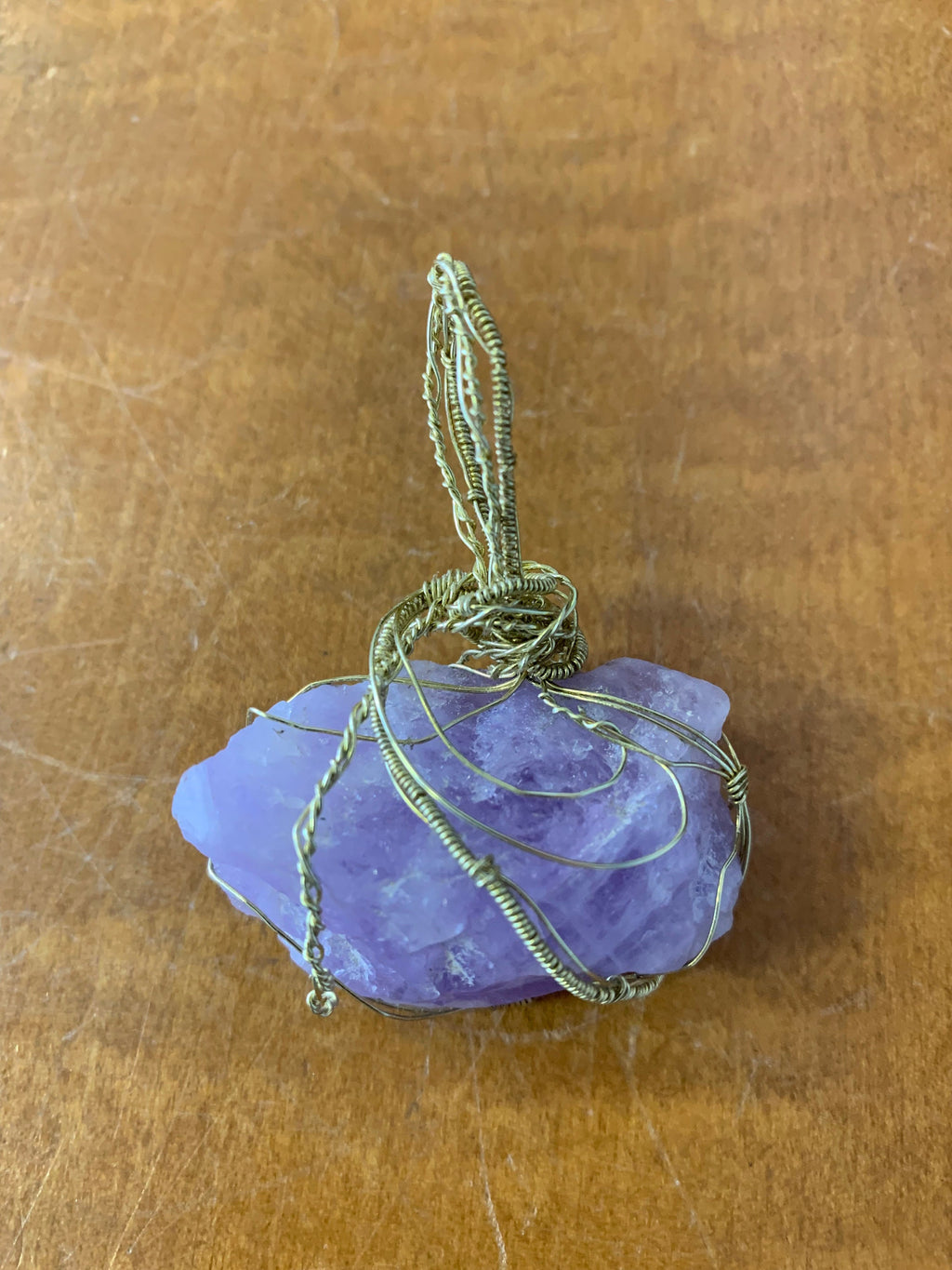 Raw Amethyst Wire Wrapped Pendant | Reversible Crystal Necklace