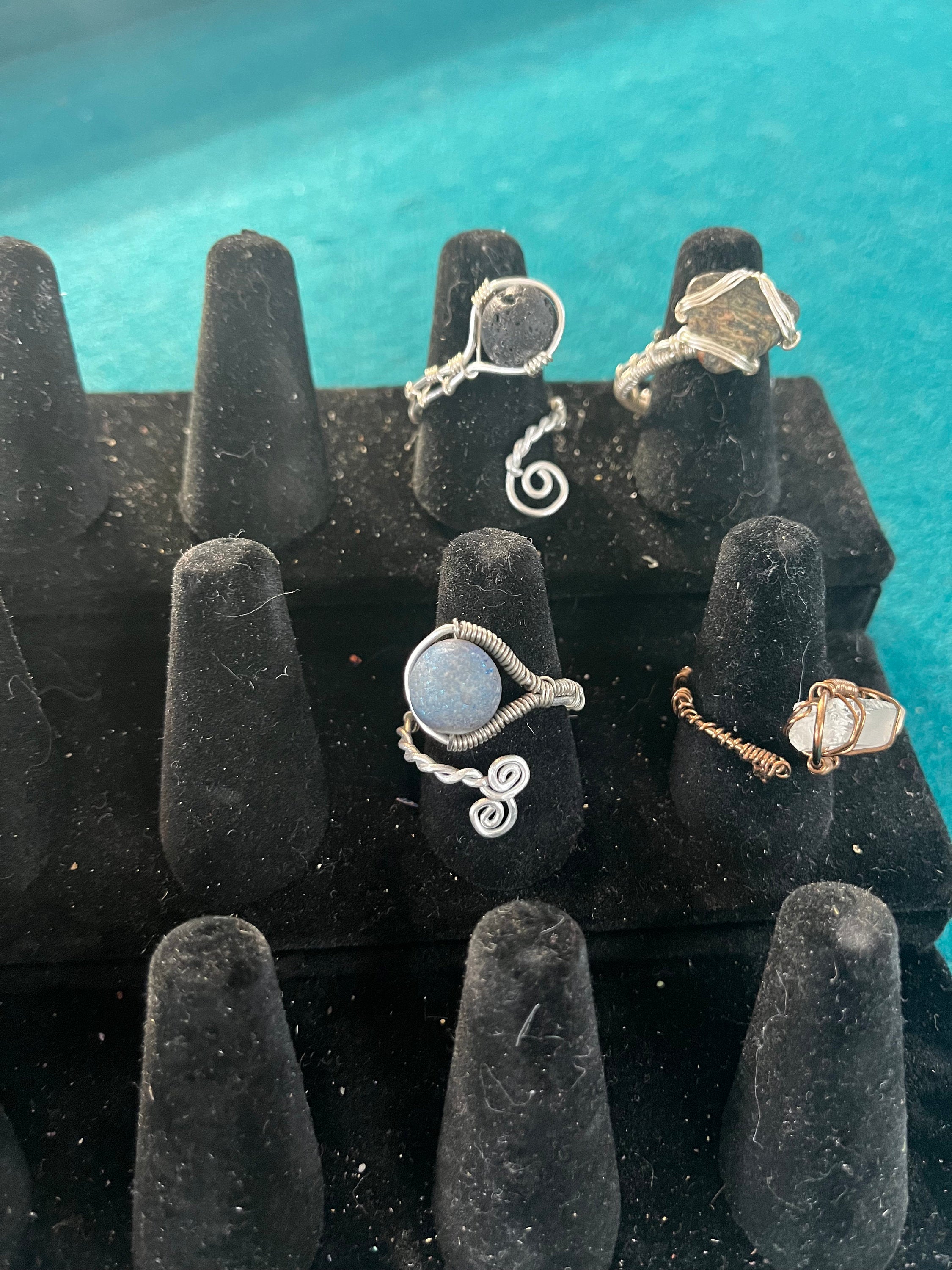 Wire Wrapped Lava Stone Ring, Adjustable Wire Wrapped Volcanic Rock Ring, Essential Oil Diffuser Jewelry