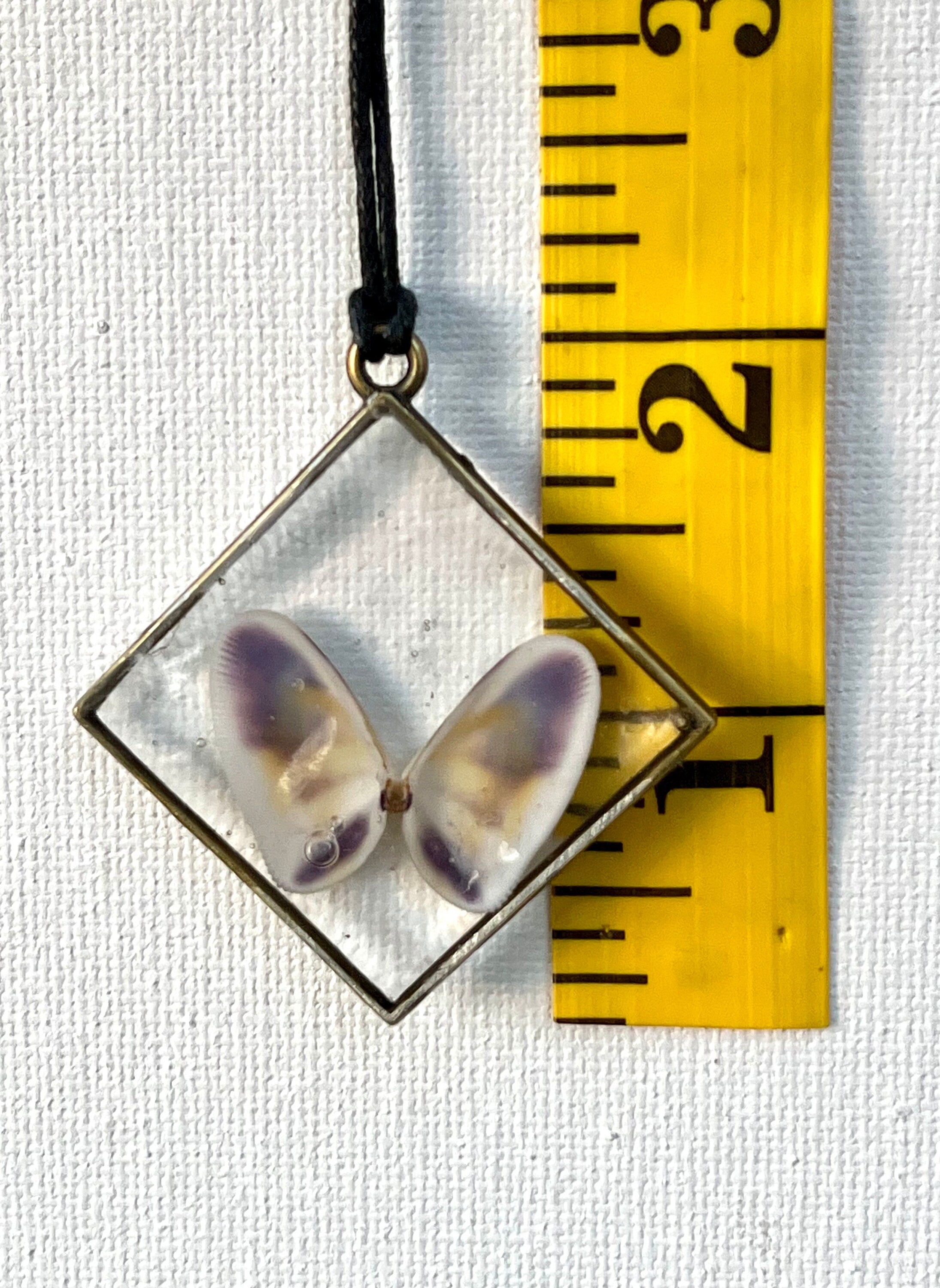 Butterfly Oyster Shells in Resin Pendant, Authentic Seashell Resin Necklace, Seashell Jewelry, Whimsical Beach Accessories for Women