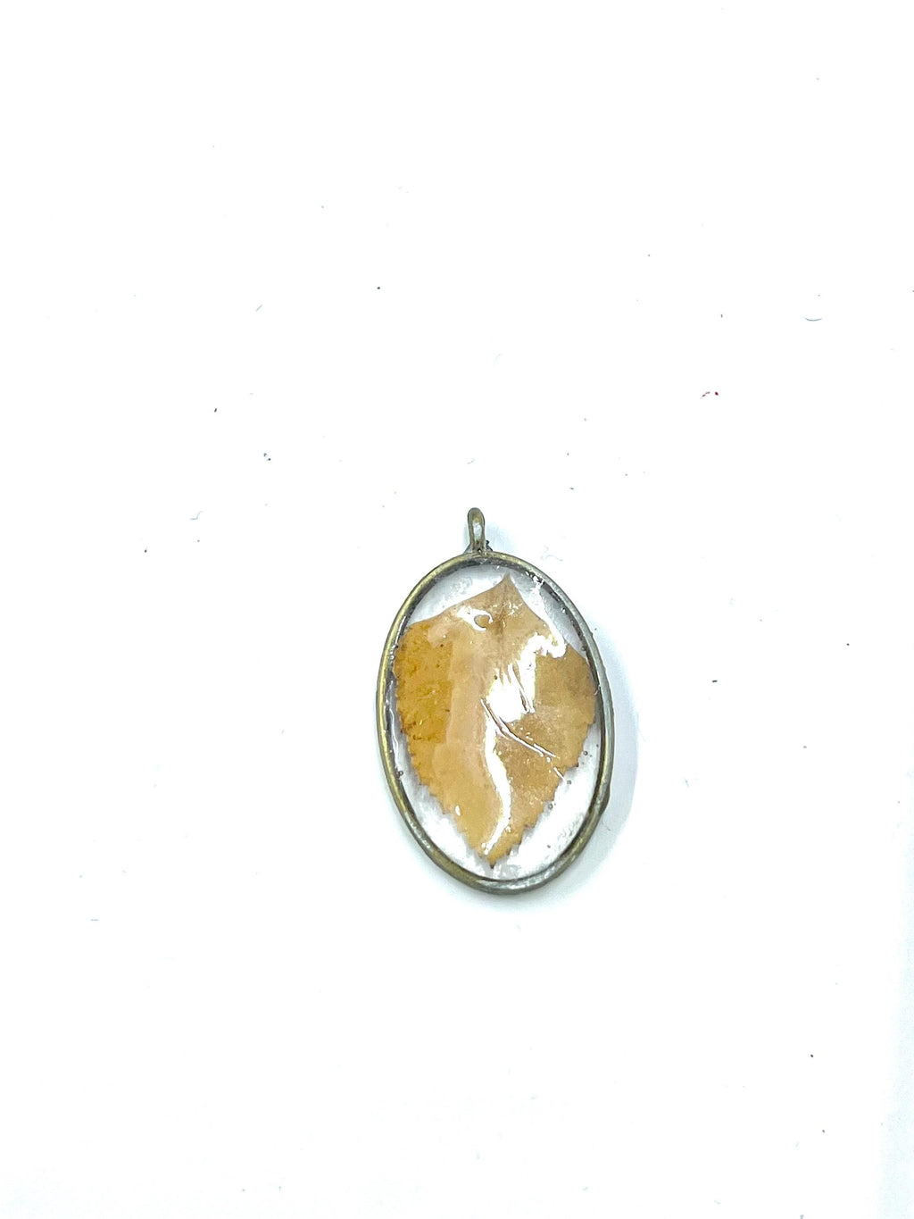 Framed Yellow Leaf Pendant, Real Leaf in Resin Necklace, Oval Botanical Pendant, Gift for Her
