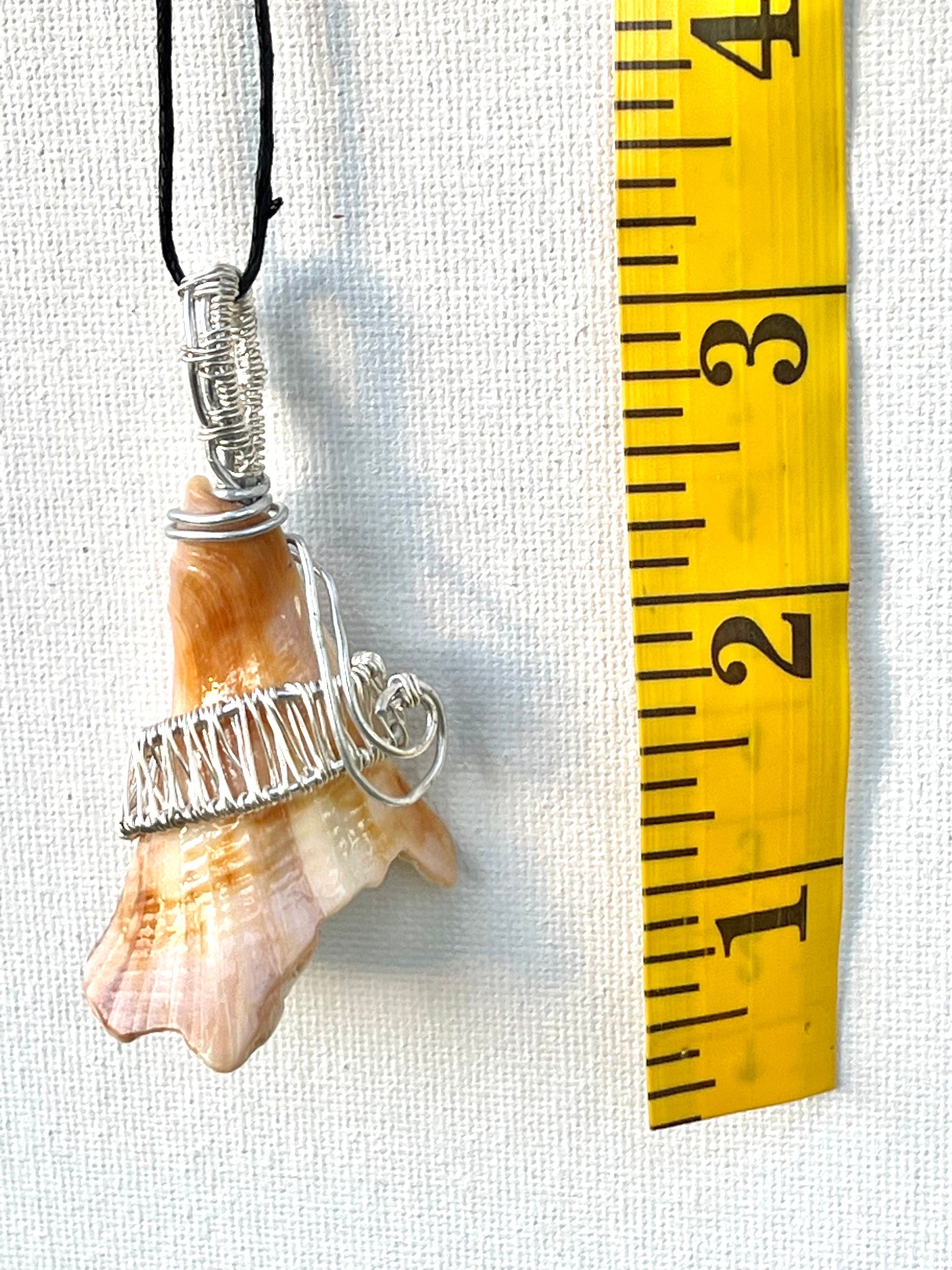 Wire Wrapped Orange Shell Fragment Pendant, Ocean Inspired Jewelry, Gift for Beach Lover, Statement Necklace, Authentic Shells