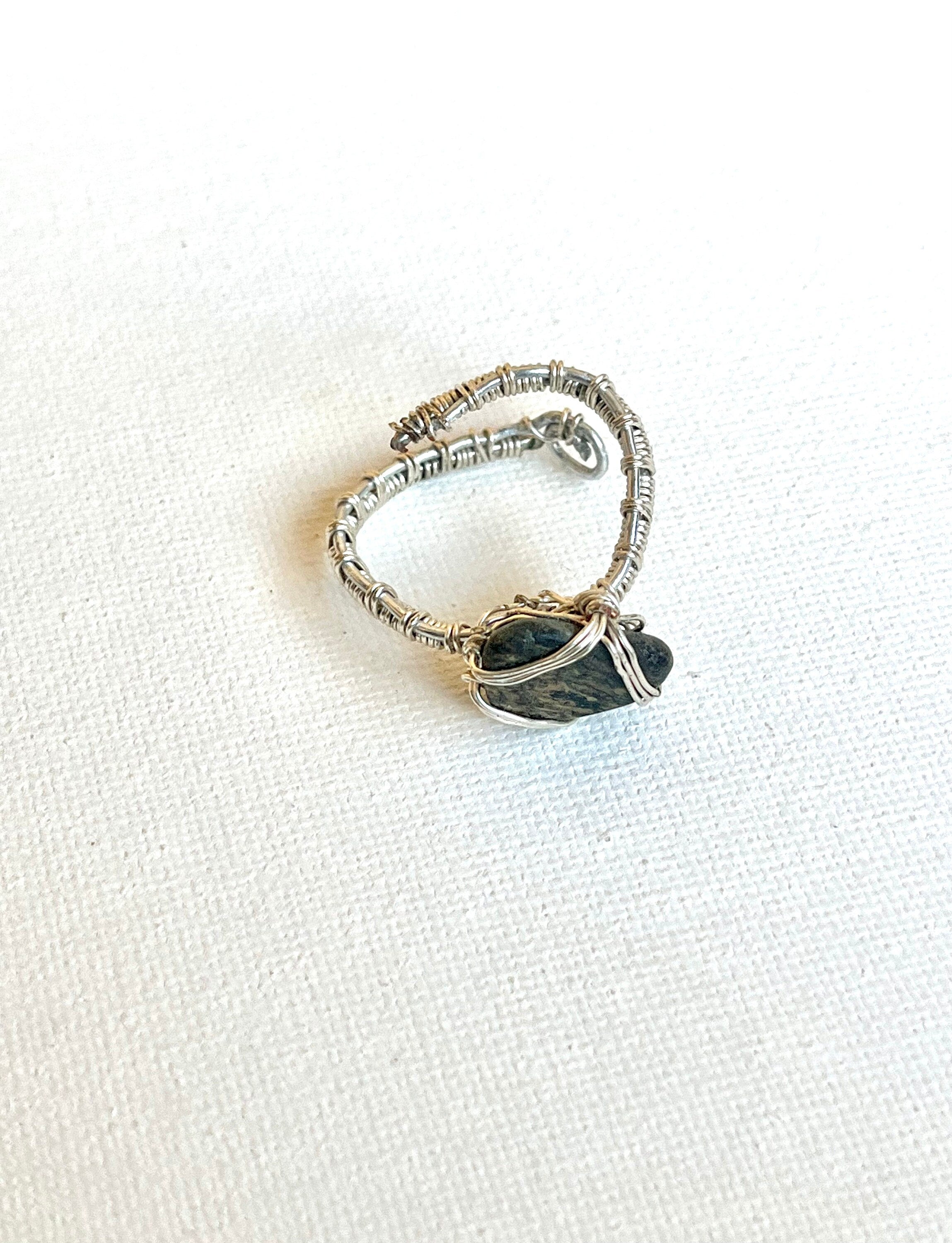 Unakite Stone Ring Adjustable Ring, Wire Wrapped Semi Precious Gemstone Ring, Boho Style Rings, Everyday Jewelry, Stacking Rings