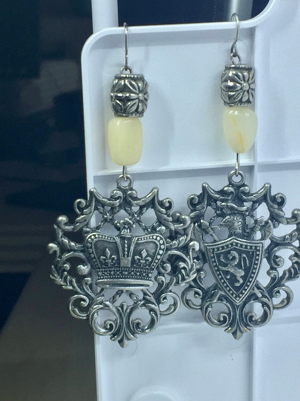 Coat of Arms Earrings, Handmade Dangle Earrings, Asymmetrical Earrings