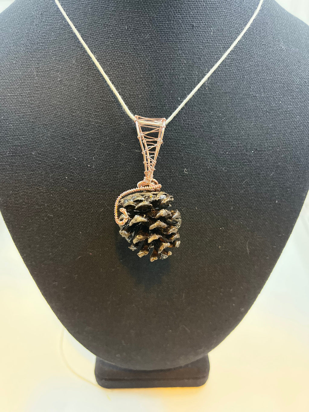Wire Wrapped Pinecone Pendant, Resin Pinecone Necklace, Authentic Pinecone Jewelry, One of a kind Accessory, Fairy Core Jewelry