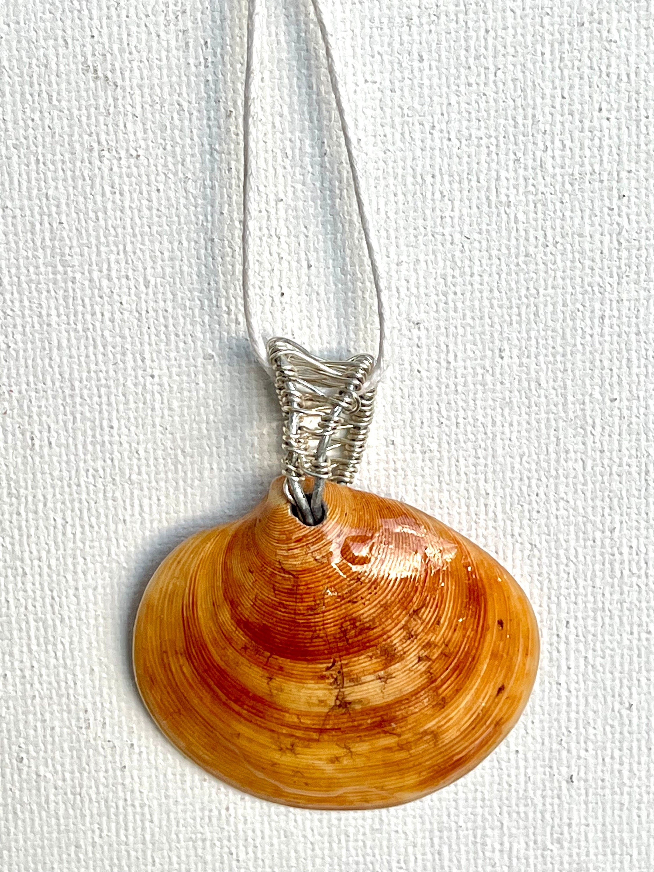 Orange Shell Pendant Necklace | Reversible Coastal Jewelry