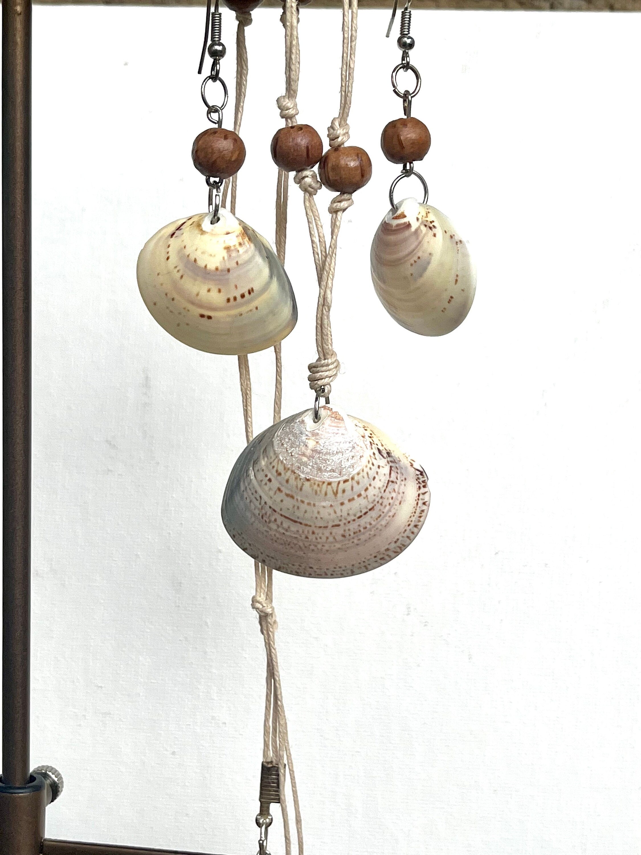 Matching Shell Necklace and Earrings, Seashell Jewelry Set, Gift for Mom / Daughter, Ocean Inspired