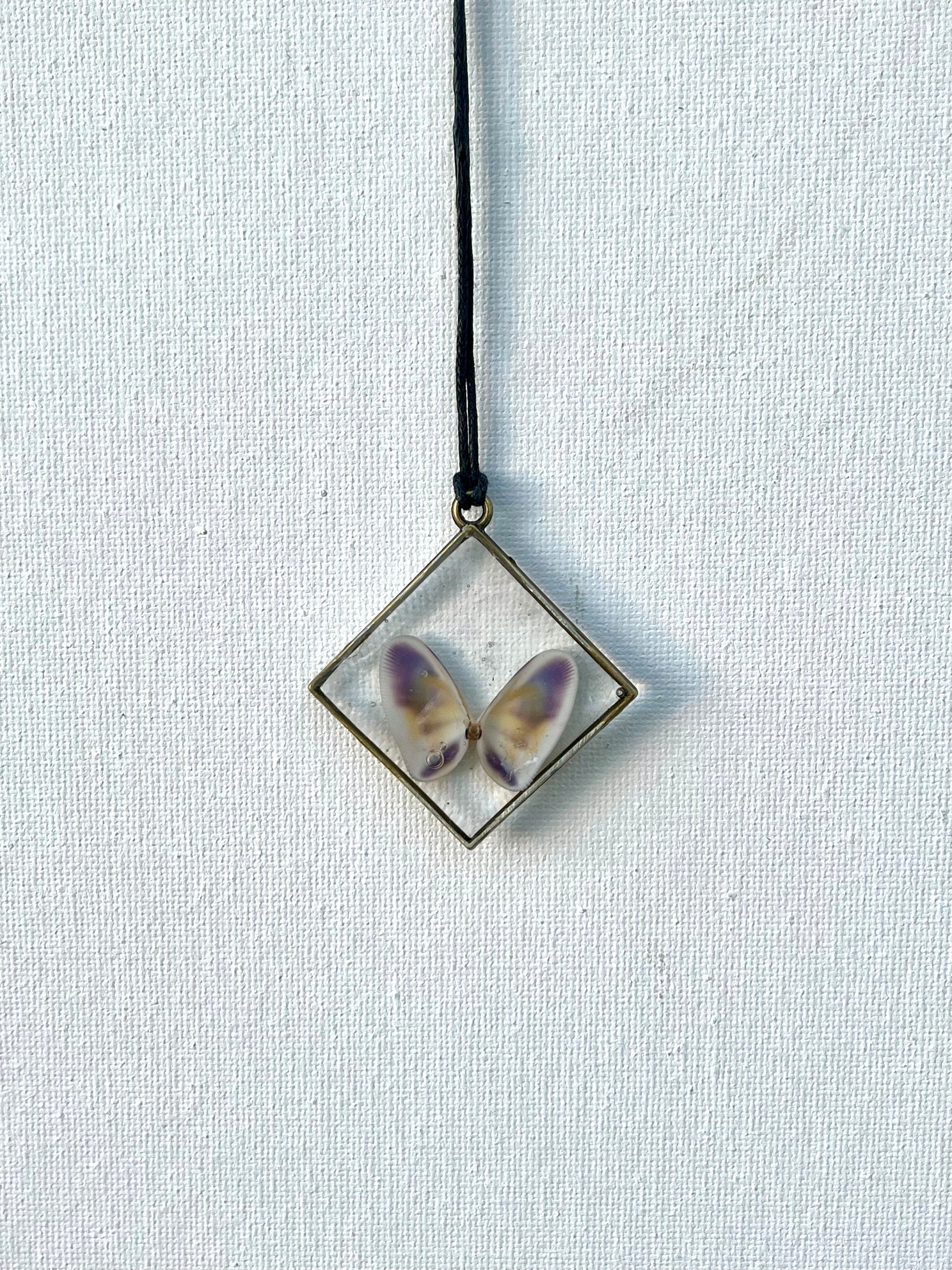 Butterfly Oyster Shells in Resin Pendant, Authentic Seashell Resin Necklace, Seashell Jewelry, Whimsical Beach Accessories for Women