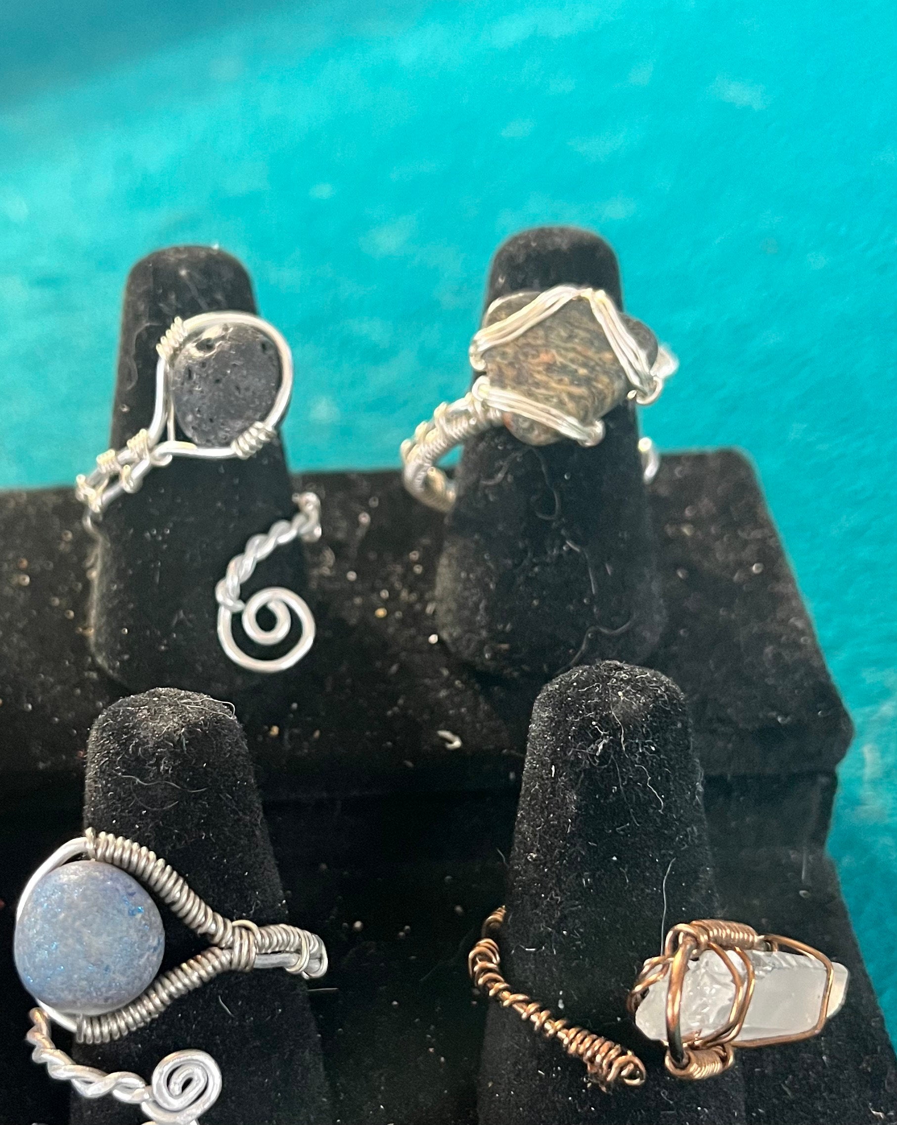 Unakite Stone Ring Adjustable Ring, Wire Wrapped Semi Precious Gemstone Ring, Boho Style Rings, Everyday Jewelry, Stacking Rings