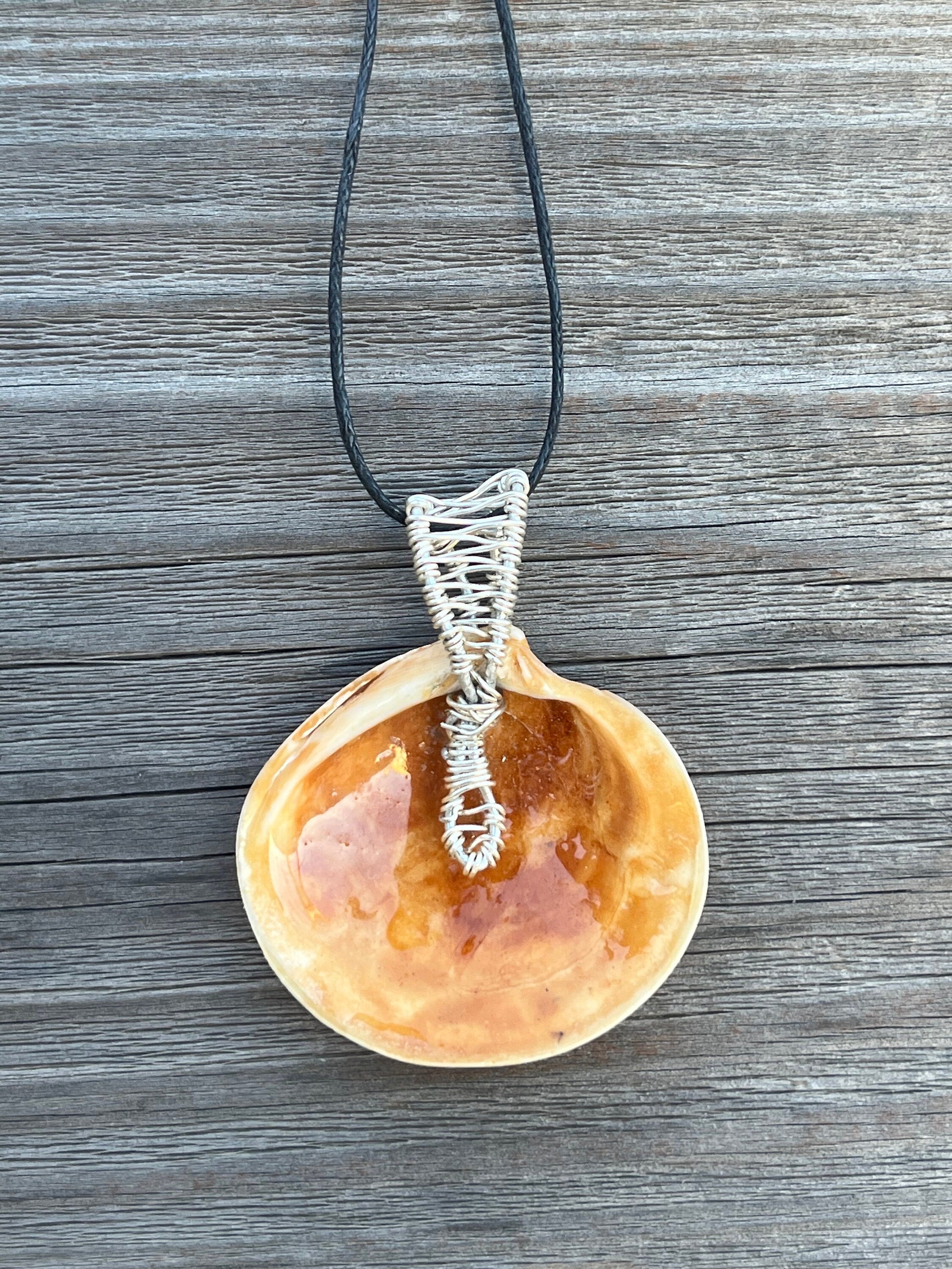 Orange Shell Pendant Necklace | Reversible Coastal Jewelry