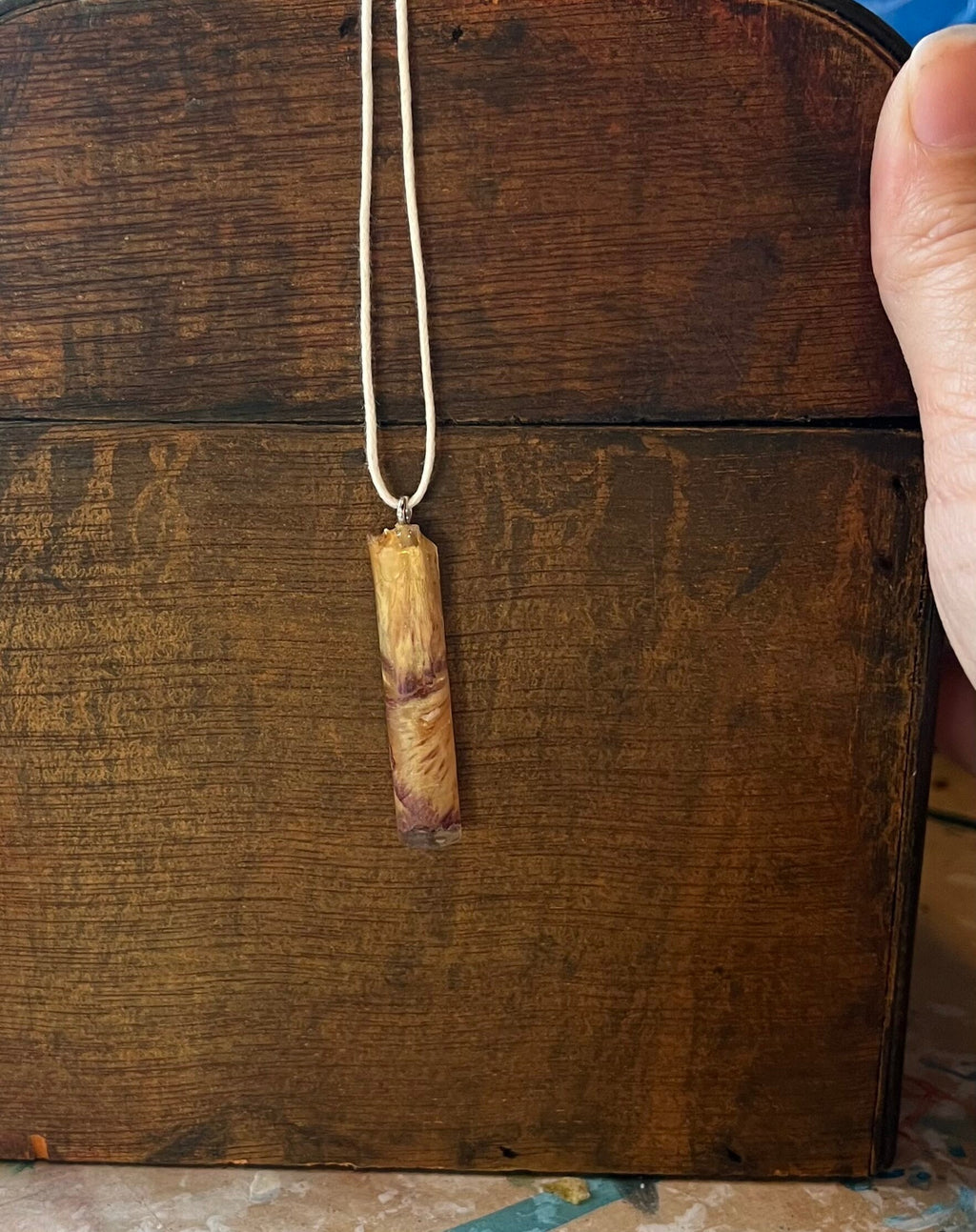 Pressed Petal Resin Necklace | Yellow & Maroon Floral Pendant
