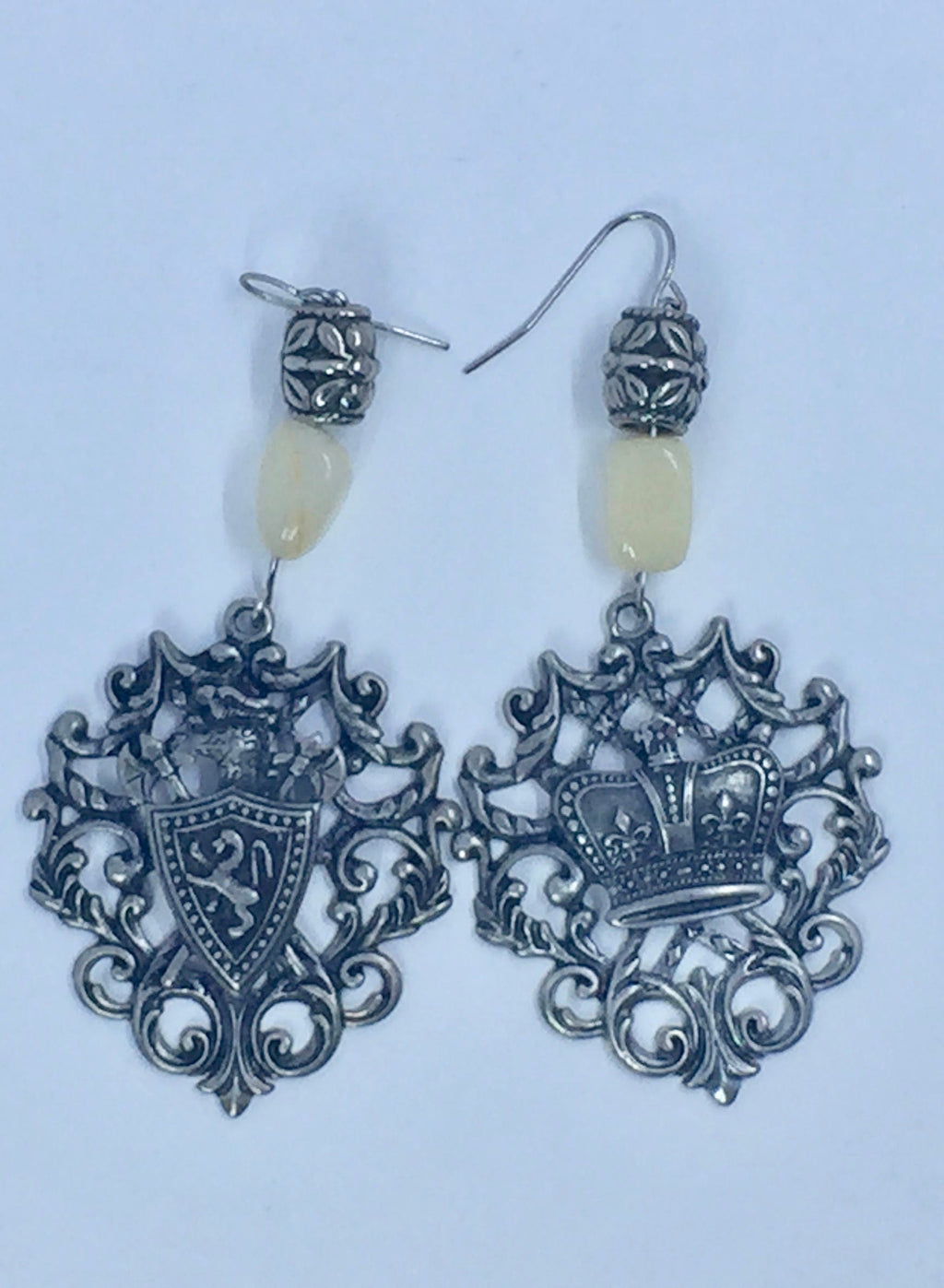 Coat of Arms Earrings, Handmade Dangle Earrings, Asymmetrical Earrings
