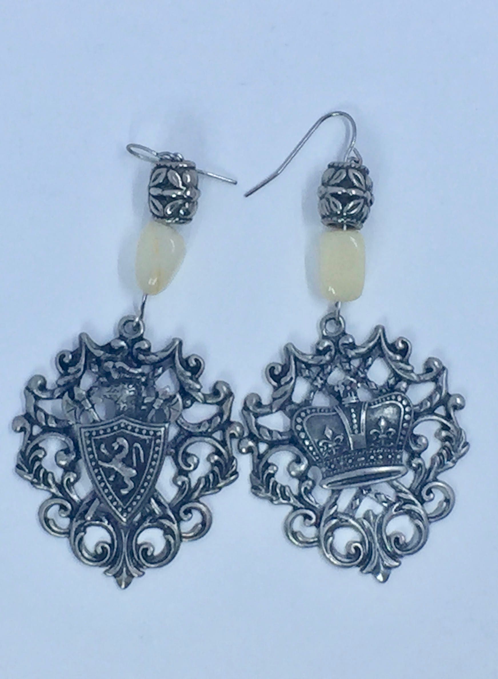 Coat of Arms Earrings, Handmade Dangle Earrings, Asymmetrical Earrings