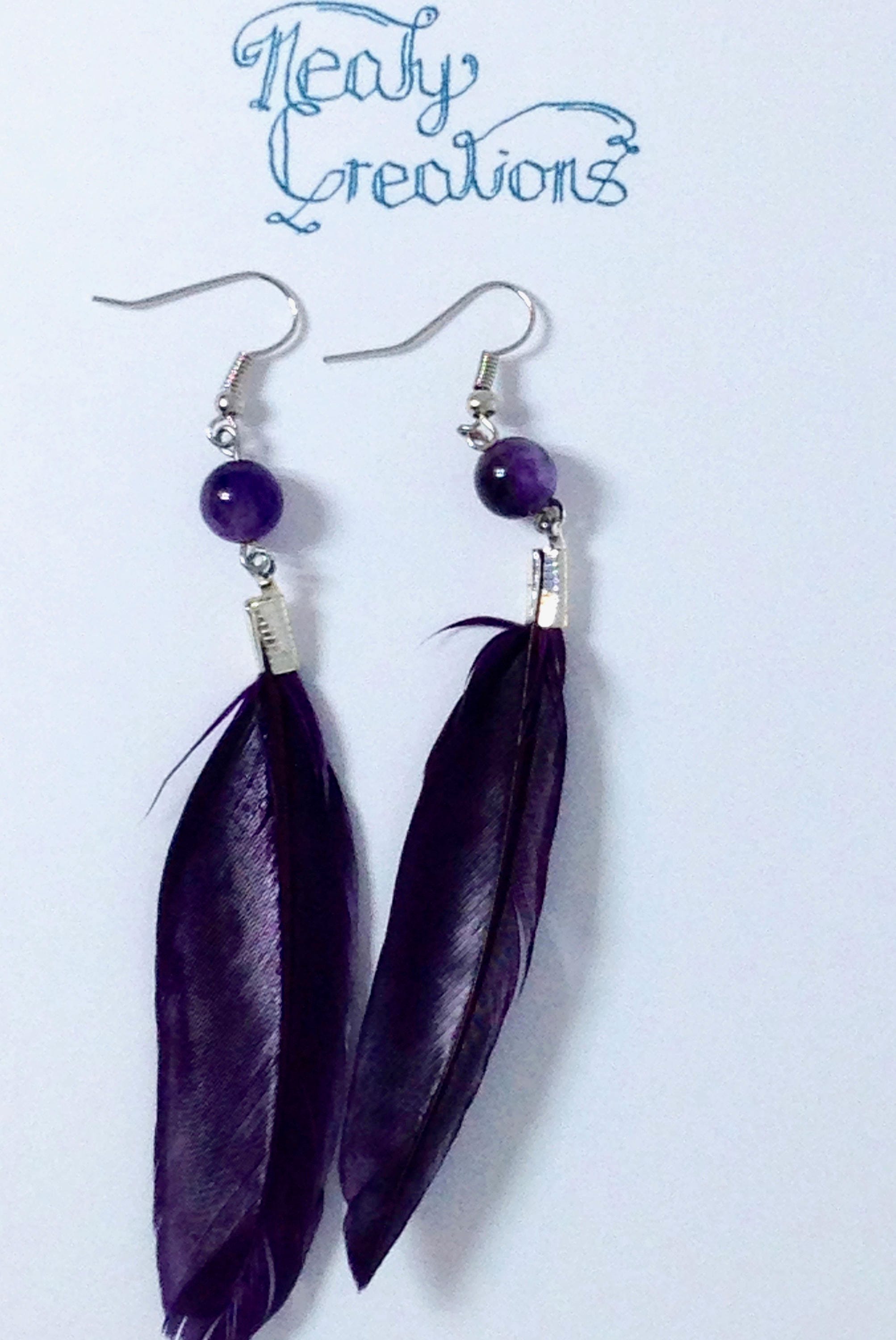 Feather Earrings | Colorful Dangle Earrings