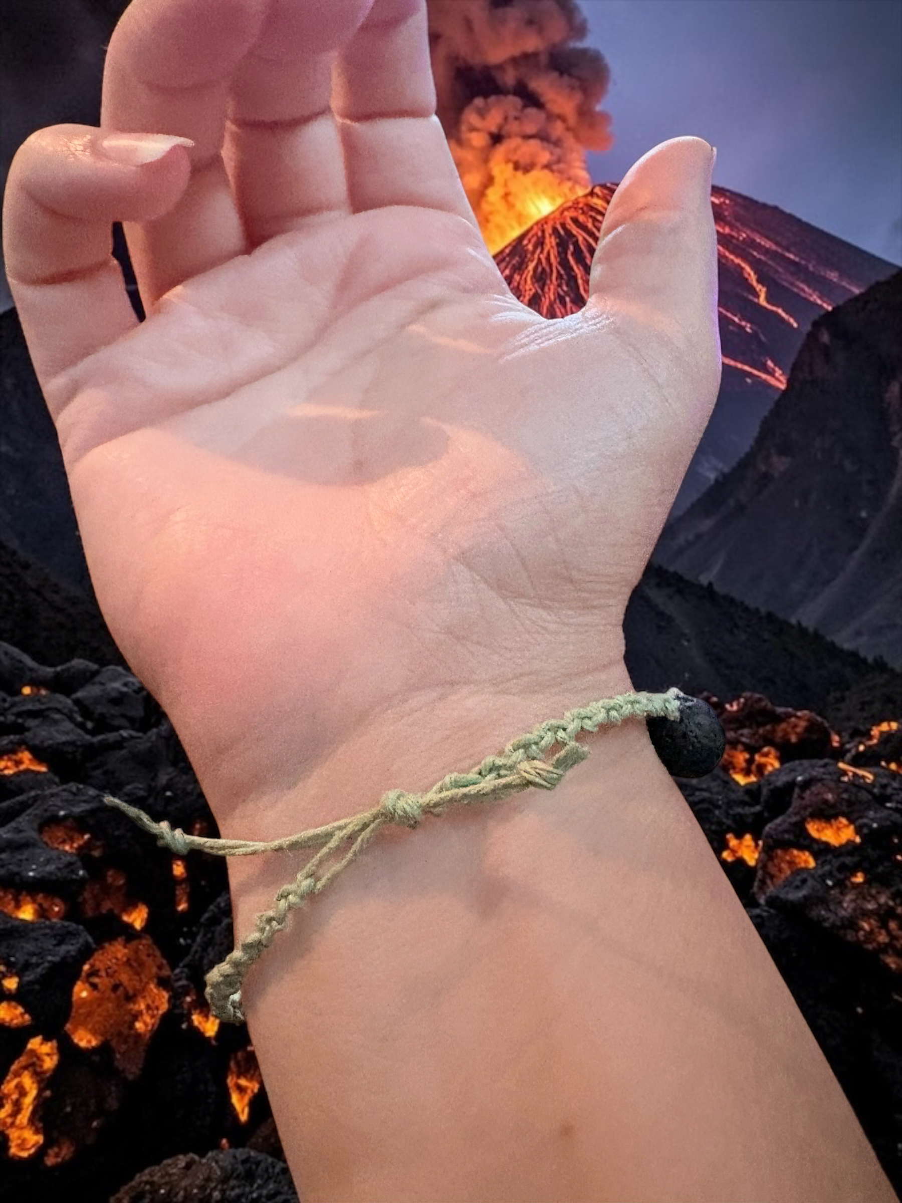 Lava Stone Friendship Bracelet | Hemp and Stone Adjustable Bracelet