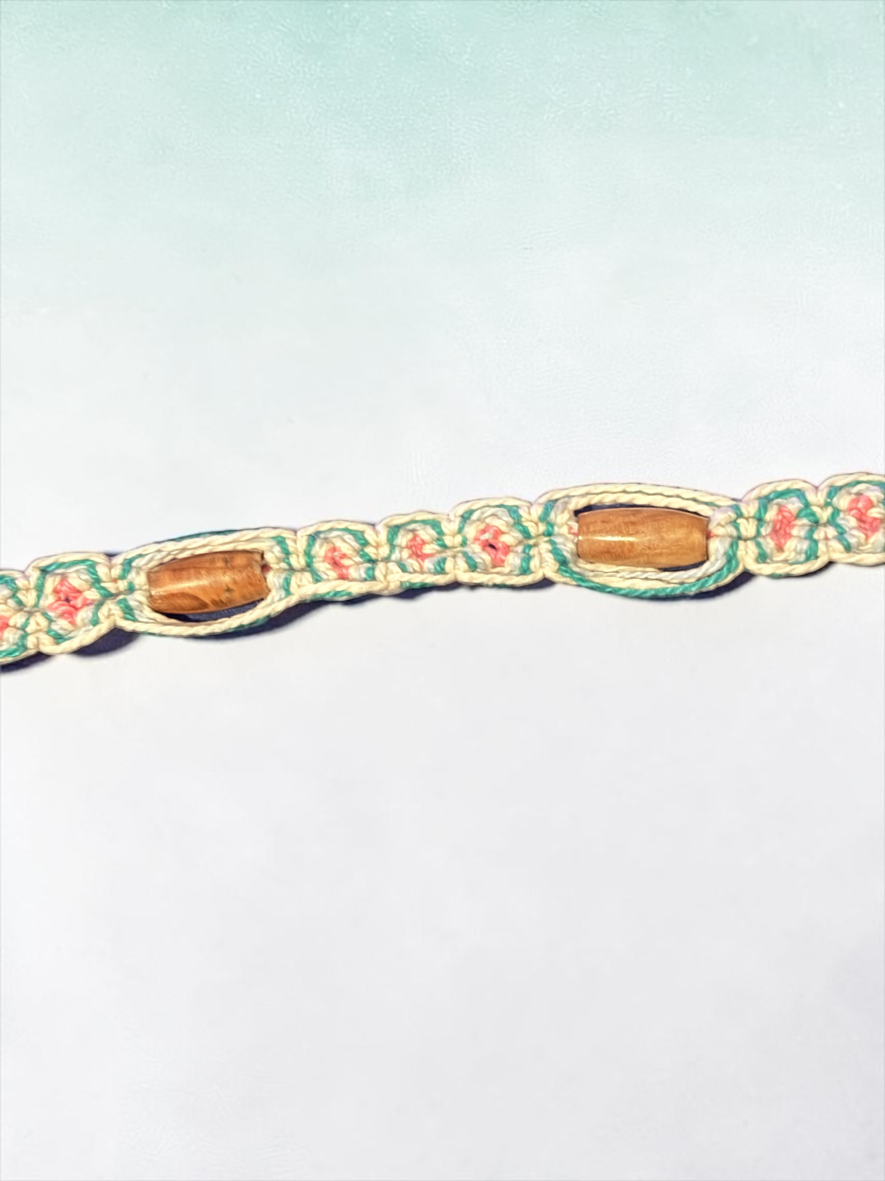 Wooden Bead Macrame Necklace | Smooth Olive Wood Beads