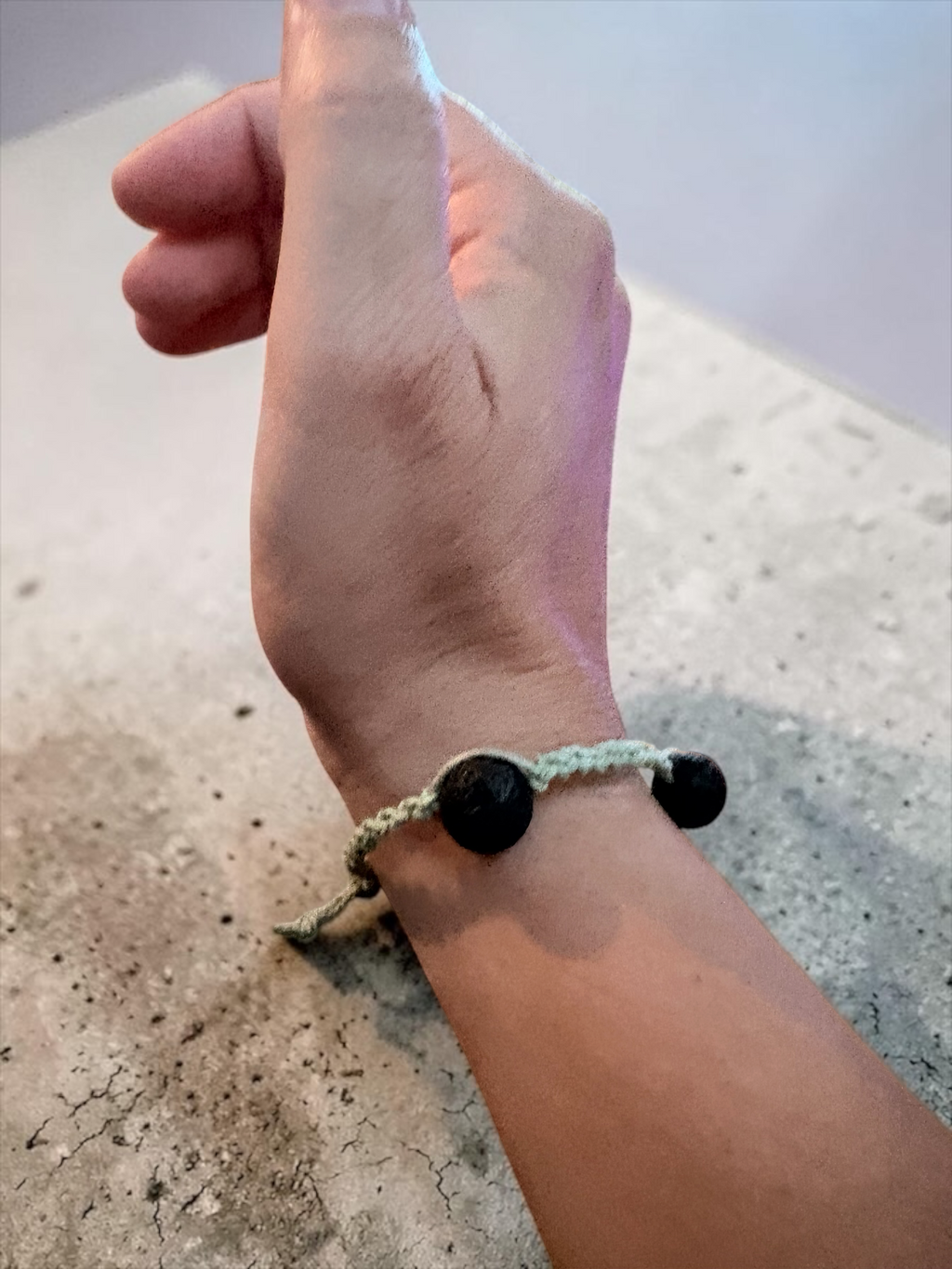 Lava Stone Friendship Bracelet | Hemp and Stone Adjustable Bracelet