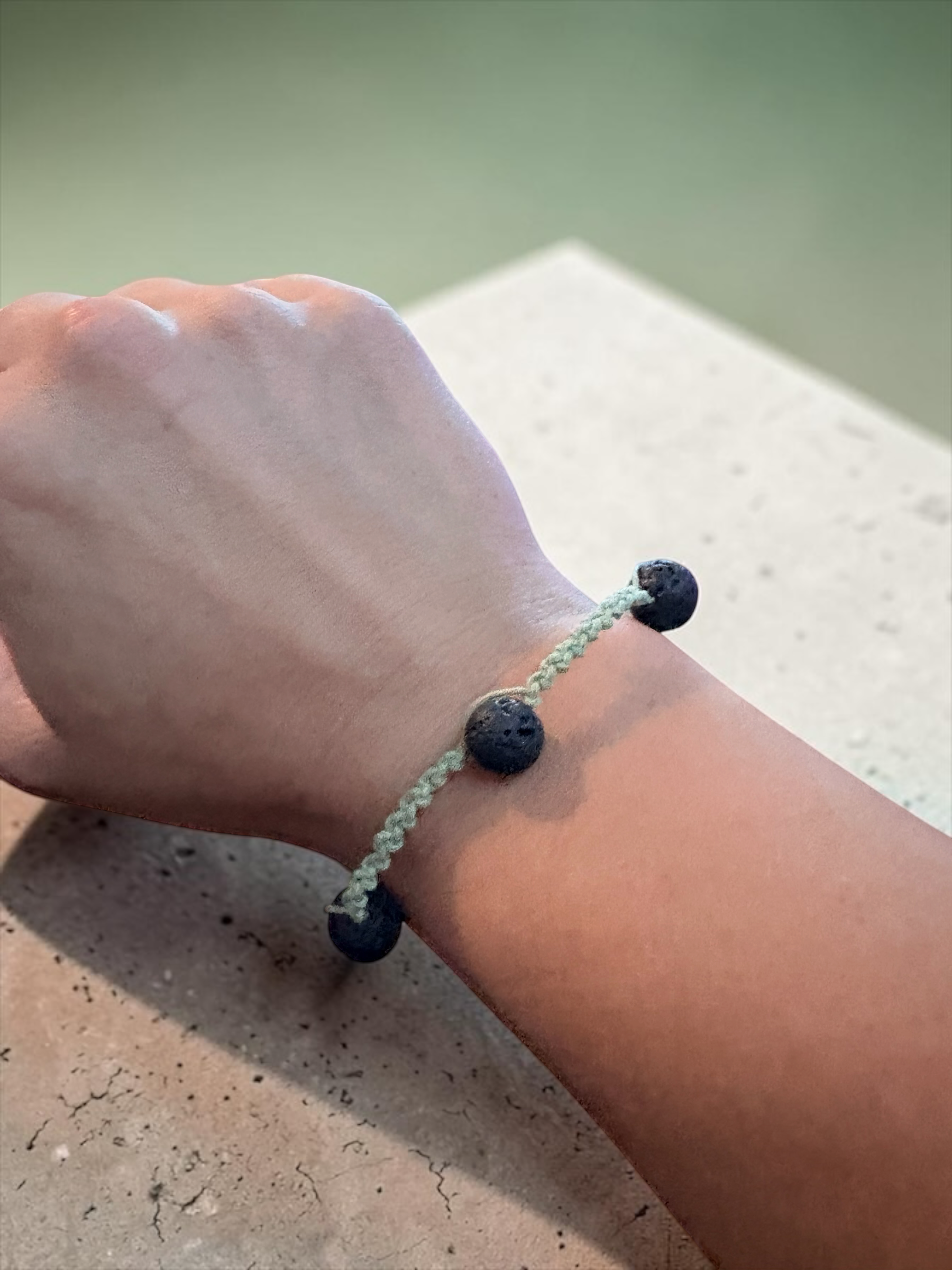 Lava Stone Friendship Bracelet | Hemp and Stone Adjustable Bracelet